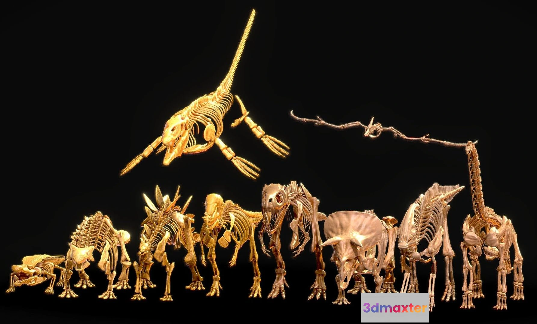 1526902 - PBR Game 3D Models - Realistic Ancient Reptilians Fossil 3D Max