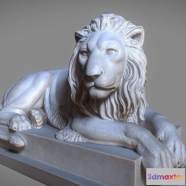 1526944 - PBR Game 3D Models - Recumbent Lion 3D Max
