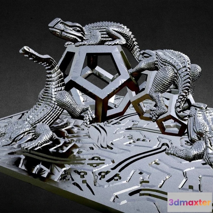 1526970 - PBR Game 3D Models - Reptiles On Dodecahedra 3D Max