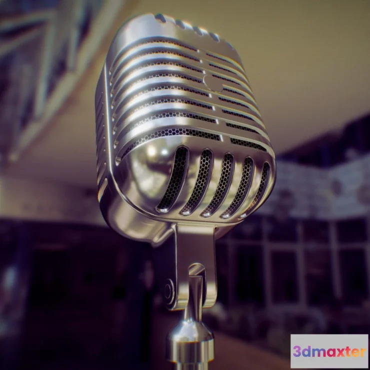 1526986 - PBR Game 3D Models - Retro Microphone 3D Max