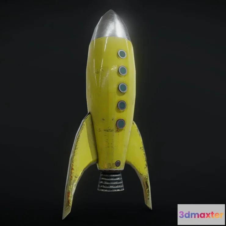 1526988 - PBR Game 3D Models - Retro Spaceship 02 3D Max