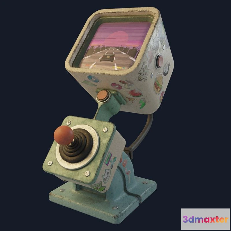 1526992 - PBR Game 3D Models - Retro-Videogame old game console with light 3D Max