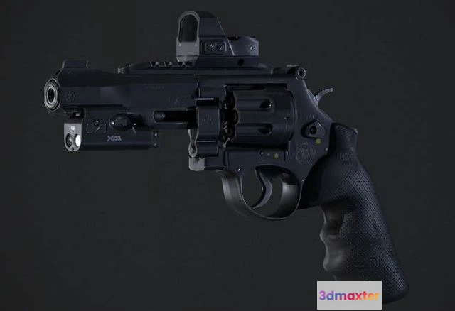 1526994 - PBR Game 3D Models - Revolver- gameready gun 3D Max