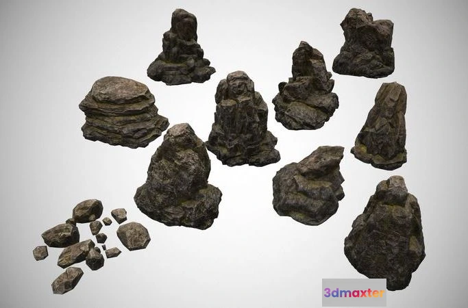 1527058 - PBR Game 3D Models - Rocks rock set 3D Max