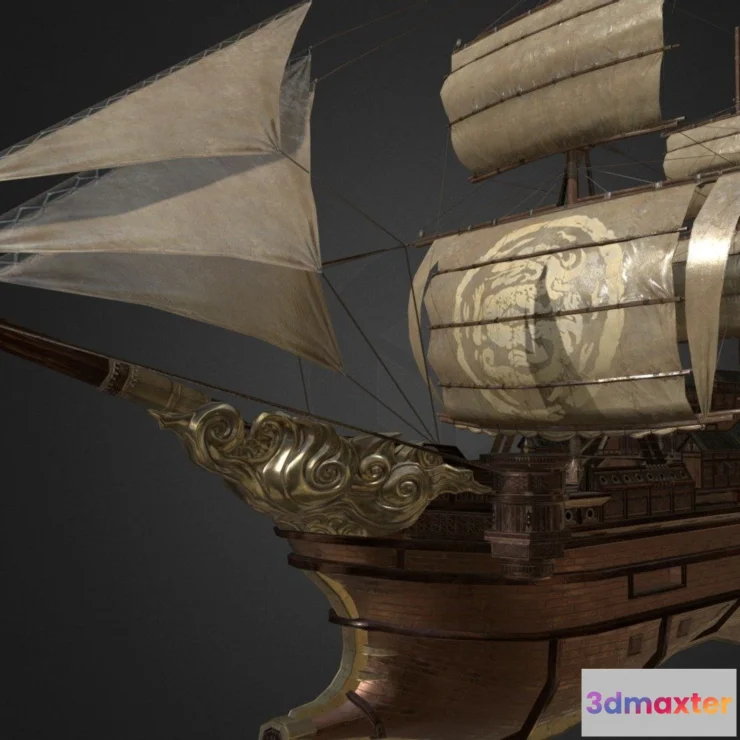 1527132 - PBR Game 3D Models - Sailboat Ship 3D Max