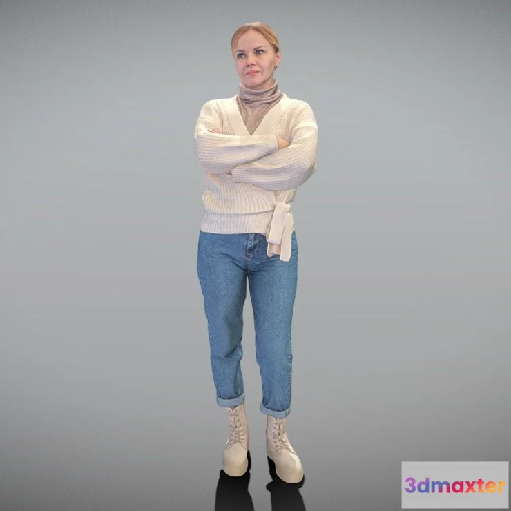 1527196 - PBR Game 3D Models - Attractive Woman In Knitted Sweater 370 3D Max