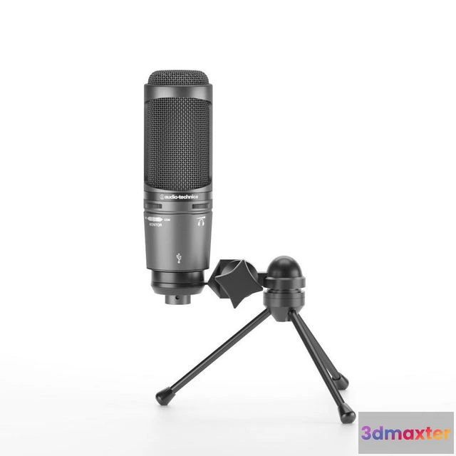 1527202 - PBR Game 3D Models - Audio-Technica AT2020USB Plus Microphone with USB port on tripod 3D Max