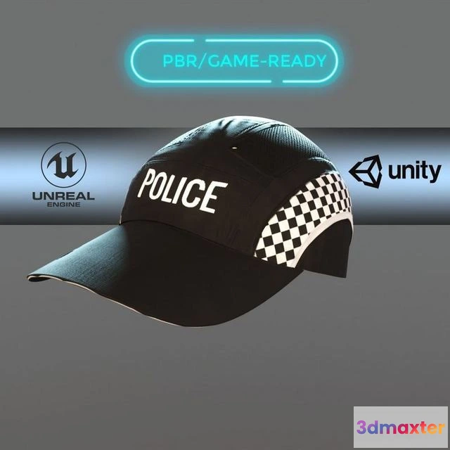 1527204 - PBR Game 3D Models - Baseball police cap uniform 3D Max