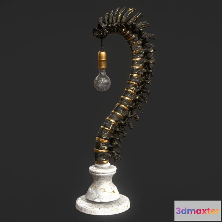 1527212 - PBR Game 3D Models - Black Spine Form Table Lamp 3D Max