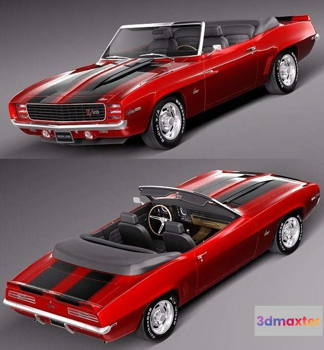 1527276 - PBR Game 3D Models - Chevrolet Camaro 1969 Z28 Cabrio 3D Max
