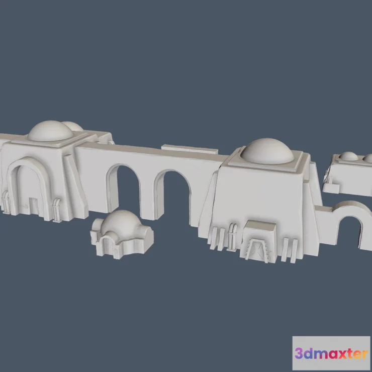 1527372 - PBR Game 3D Models - Desert Buildings 001 3D Max