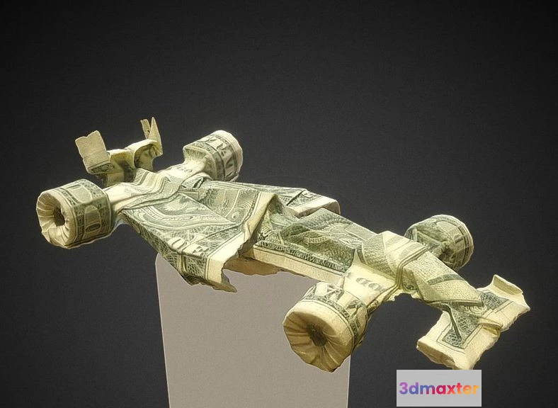 1527428 - PBR Game 3D Models - Dollar Bill Origami Formula 1 Race Car 3D Max