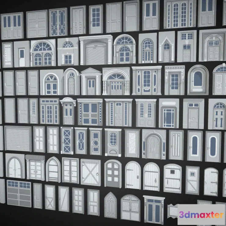 1527430 - PBR Game 3D Models - Doors Collection 120 Pieces 3D Max