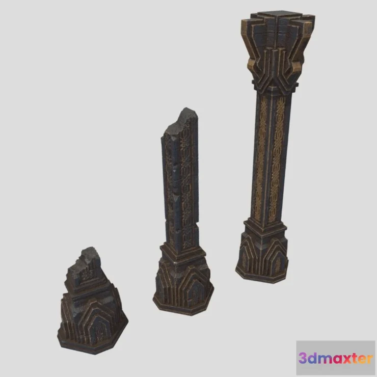 1527466 - PBR Game 3D Models - Dwarf Pillars Ruin Normal 3D Max