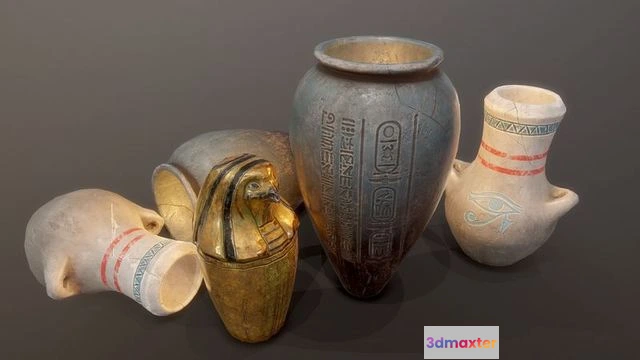 1527506 - PBR Game 3D Models - Egypt tomb jars 3D Max
