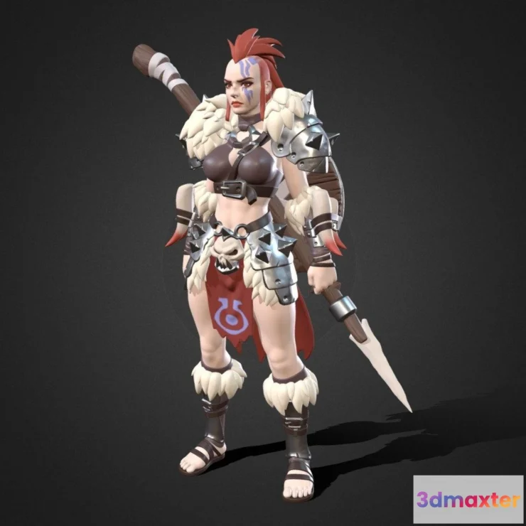 1527668 - PBR Game 3D Models - Female Barbarian 3D Max