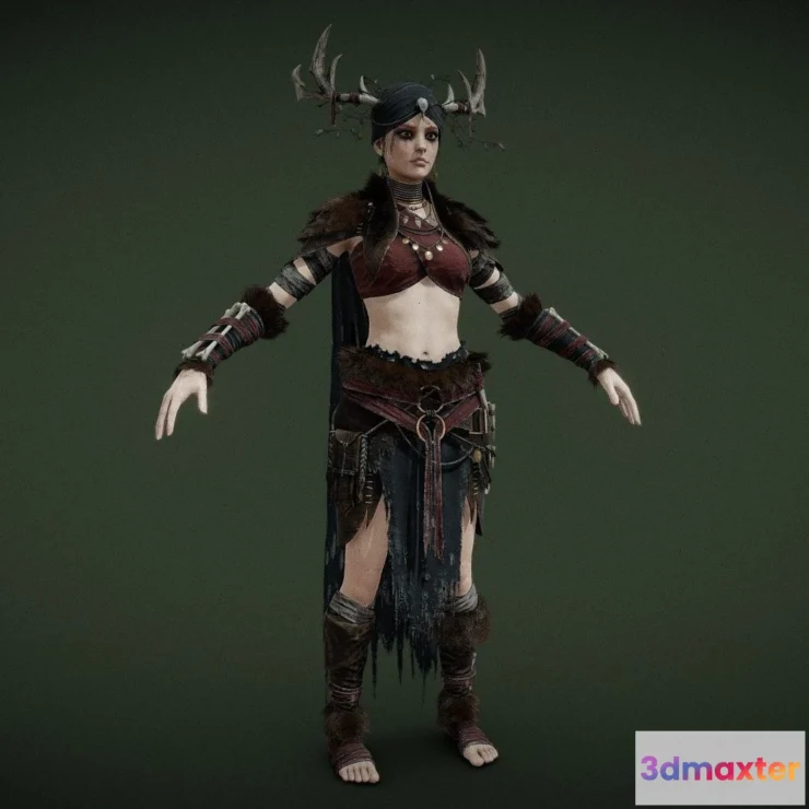 1527682 - PBR Game 3D Models - Female Druid A 3D Max