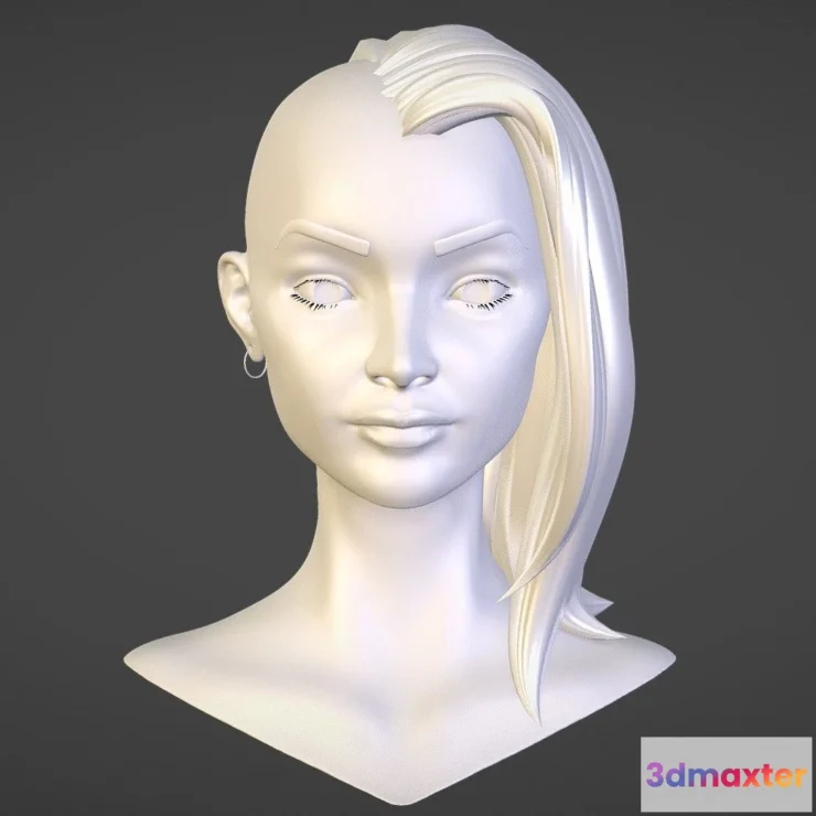 1527698 - PBR Game 3D Models - Female Head 01 Free 3D Max