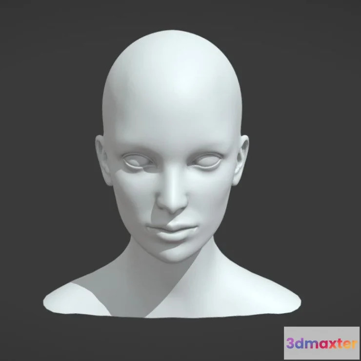 1527702 - PBR Game 3D Models - Female Head Realistic Base Mesh 3D Model 3D Max