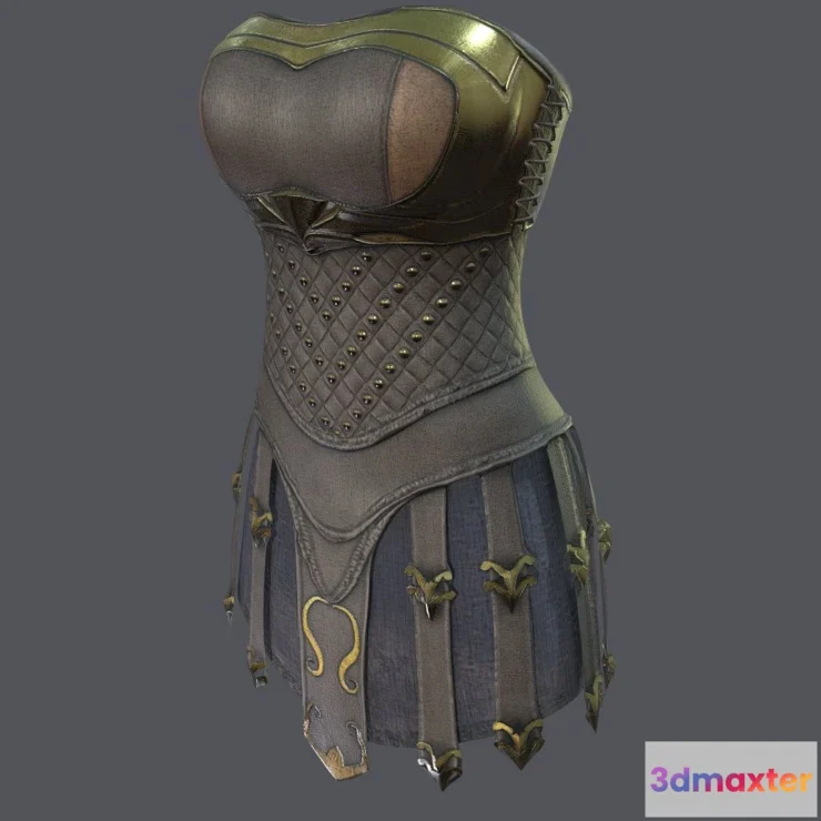 1527728 - PBR Game 3D Models - Female Strapless Roman Amazon Woman Dress 3D Max
