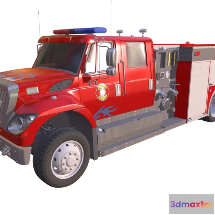 1527748 - PBR Game 3D Models - Fire Truck 3D Max