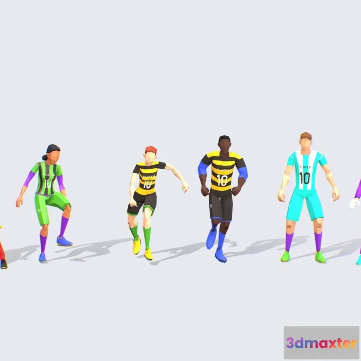 1527794 - PBR Game 3D Models - Football Soccer Players Animated Rigged 3D Max