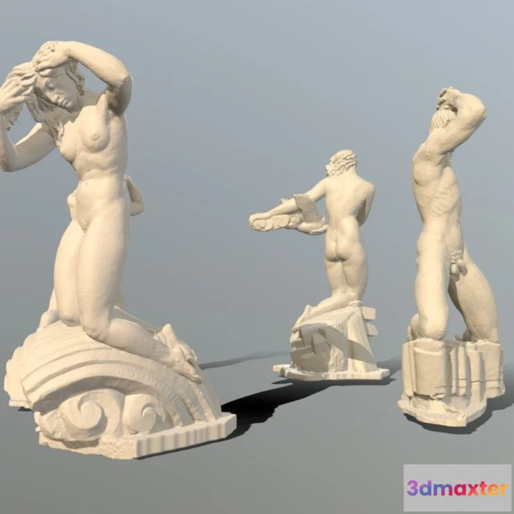 1527842 - PBR Game 3D Models - Four Winds Fountain 3D Max