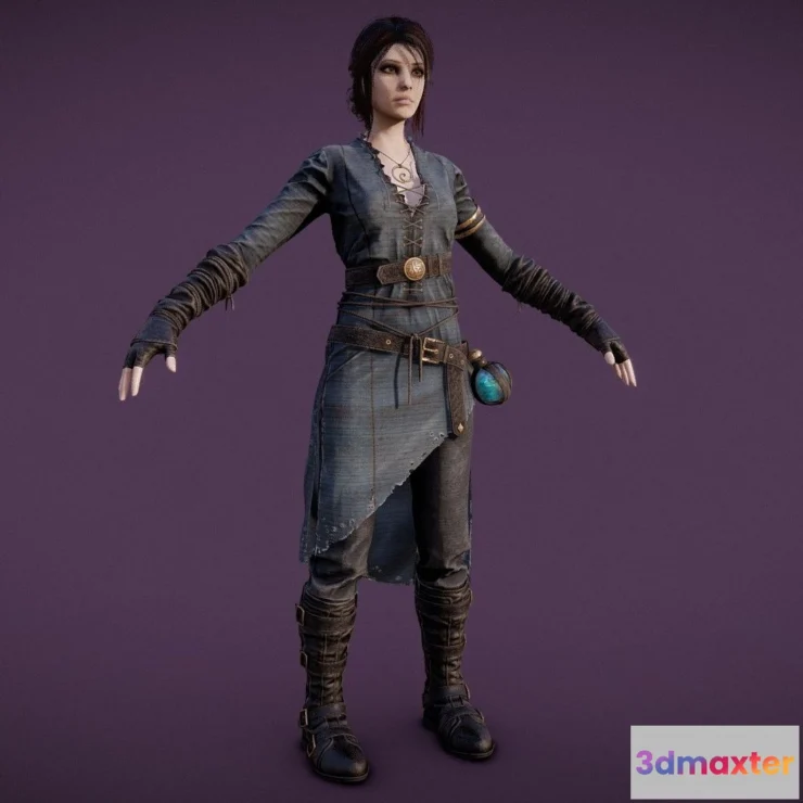 1527900 - PBR Game 3D Models - G2 Female Mage B 3D Max