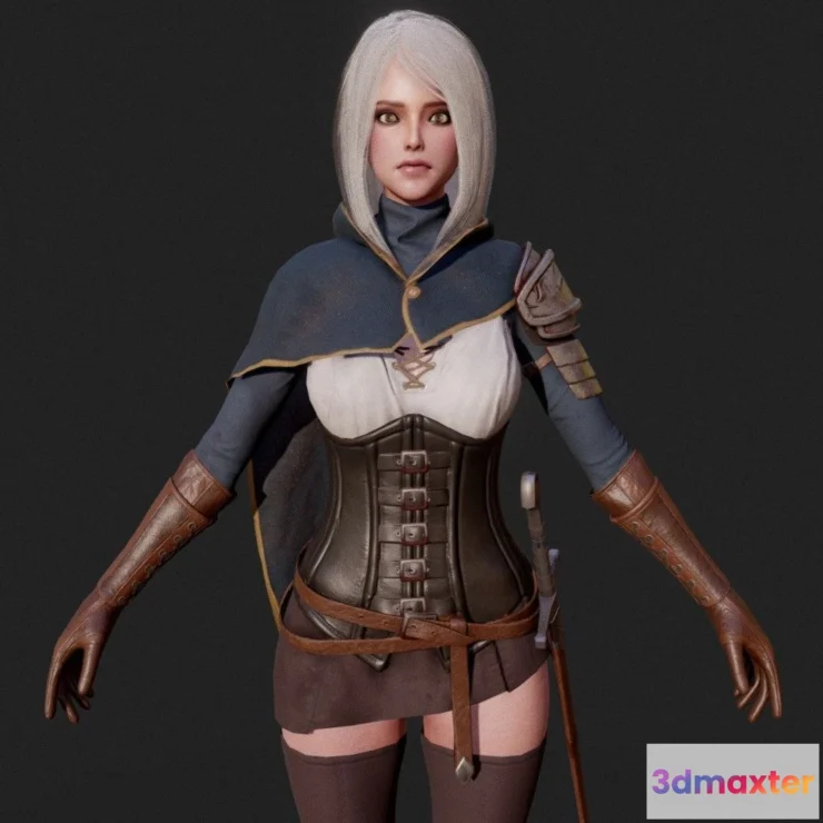 1527930 - PBR Game 3D Models - Game Ready Swordsman Girl 3D Max