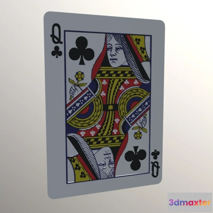 1528020 - PBR Game 3D Models - Queen Of Clubs (2) 3D Max