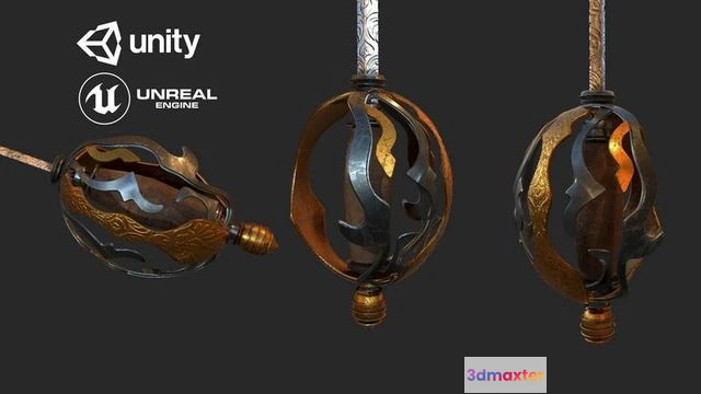 1528044 - PBR Game 3D Models - Rapier sword 3D Max