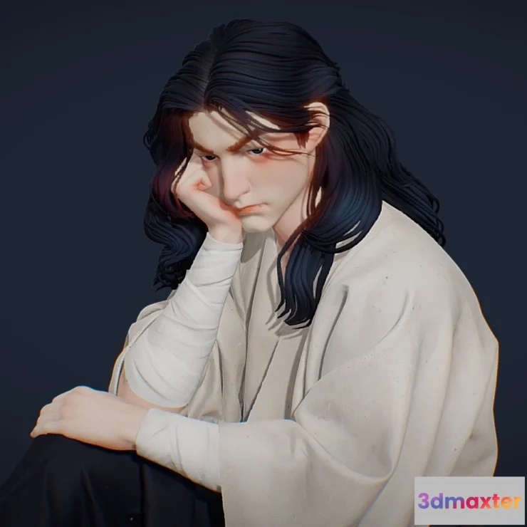 1528076 - PBR Game 3D Models - Resting Samurai 3D Max