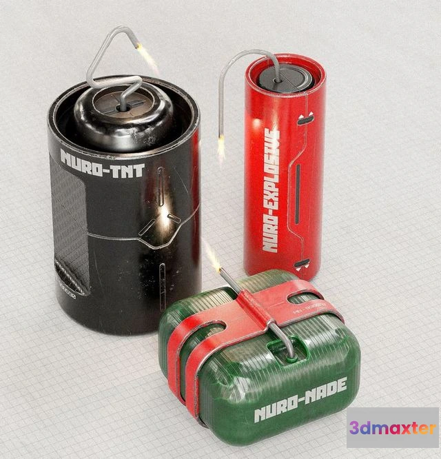 1528162 - PBR Game 3D Models - Sci-fi Bombs 3D Max