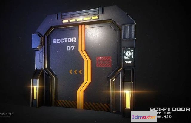1528212 - PBR Game 3D Models - Sci-Fi Door 3D Max