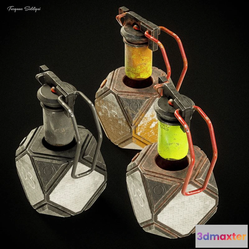 1528220 - PBR Game 3D Models - Sci-fi Grenade V5 3D Max