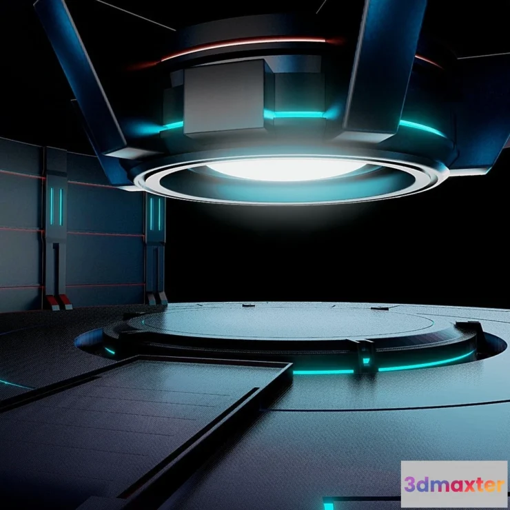 1528236 - PBR Game 3D Models - Scifi Platform Stage Scene Baked 3D Max