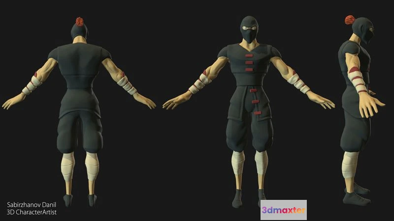 1528288 - PBR Game 3D Models - Shinobi animated character 3D Max