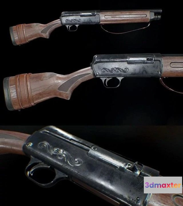 1528296 - PBR Game 3D Models - Shotgun Model 11 Remington 3D Max