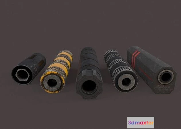 1528302 - PBR Game 3D Models - Silencer pack 3D Max