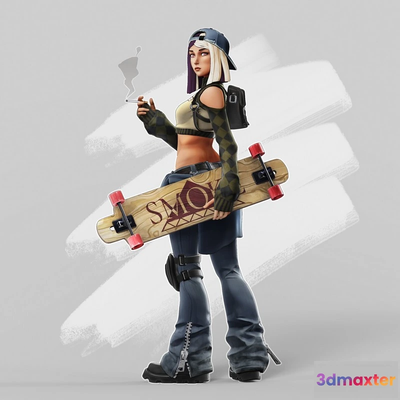 1528312 - PBR Game 3D Models - Skater Girl 3D Max