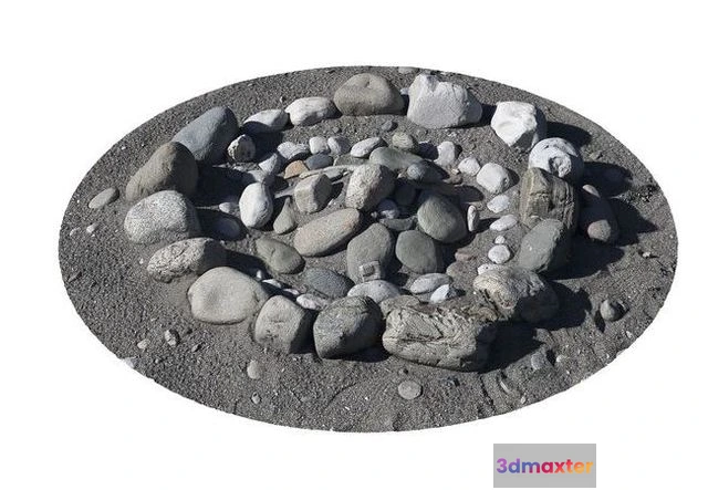 1528374 - PBR Game 3D Models - Stacked stones on the ground 3D Max