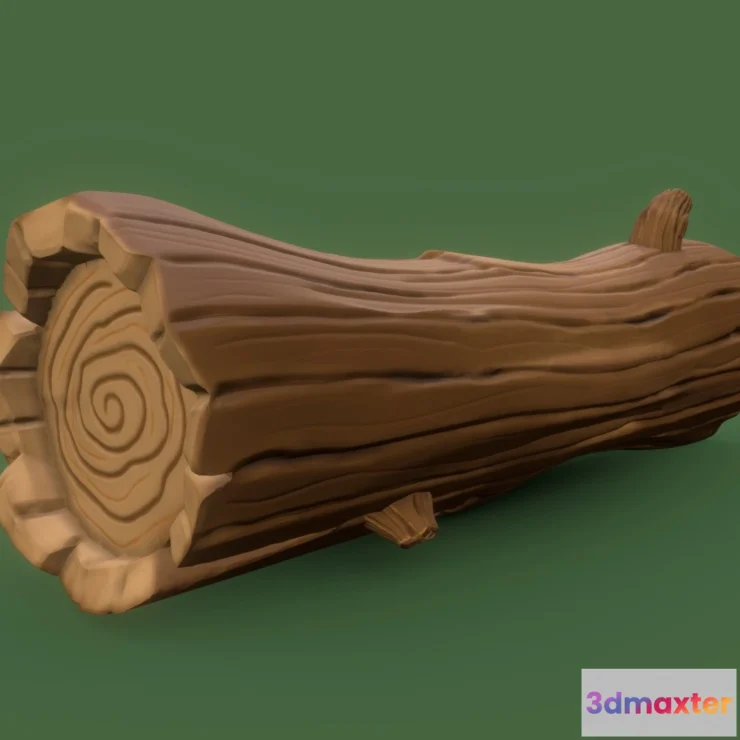 1528434 - PBR Game 3D Models - Stylized Log Digital Sculpting 3D Max