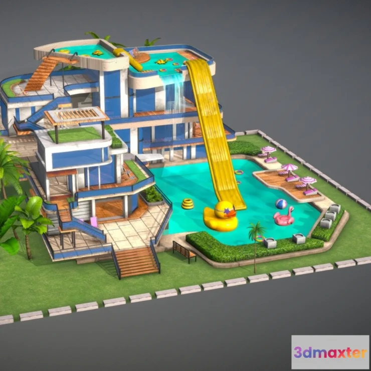 1528488 - PBR Game 3D Models - Swimming Pool 3D Max