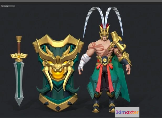 1528496 - PBR Game 3D Models - Sword shield 3D Max