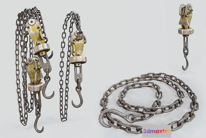 1528556 - PBR Game 3D Models - Tie Down Chain 3D Max