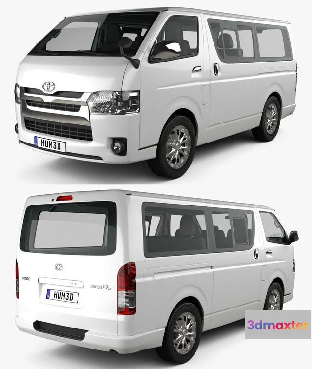 1528580 - PBR Game 3D Models - Toyota Hiace LWB Combi with HQ interior 2013 3D Max