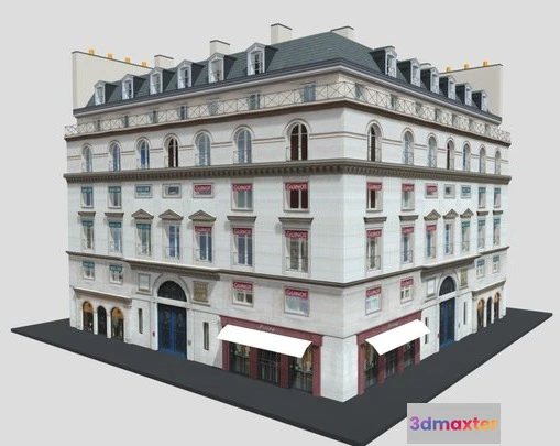 1528634 - PBR Game 3D Models - Typical Parisian Apartment Building 22 3D Max