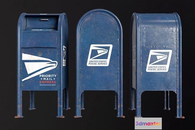 1528654 - PBR Game 3D Models - USPS Mailbox 3D Max