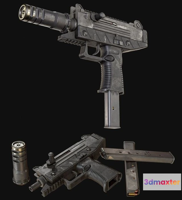 1528658 - PBR Game 3D Models - UZI Pro Pistol 3D Max