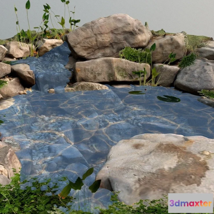 1528660 - PBR Game 3D Models - Valley Pond 3D Max